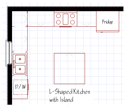 L-shaped kitchen island design