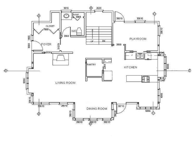 detailed floor plan for cross sections